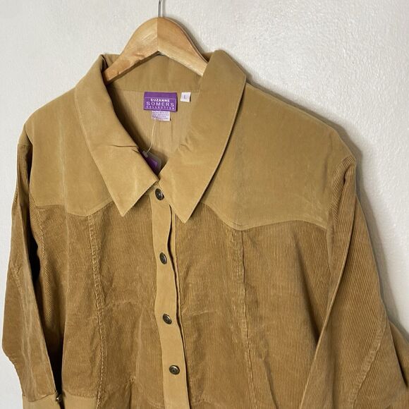 New Suzanne Somers Corduroy Jacket Snap Front Shacket With Pockets Women’s Large - Picture 2 of 10